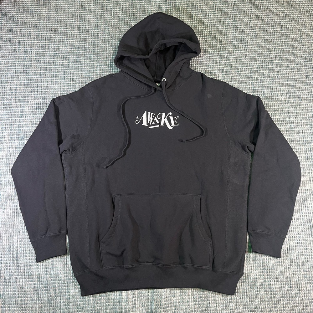 Awake Pullover Black Hoodie Embroidered‎ Mens Sz L New